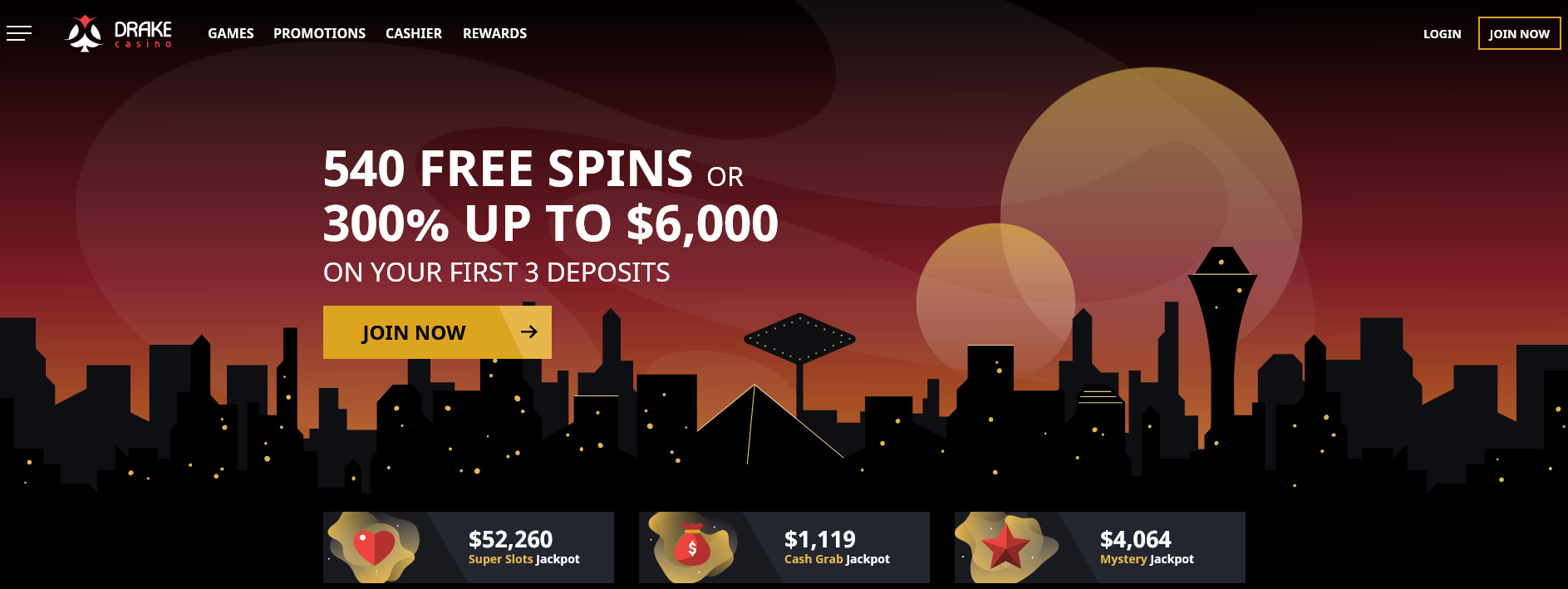 540
                                            free spins or 300% up to
                                            $6,000 on your first 3
                                            deposits
