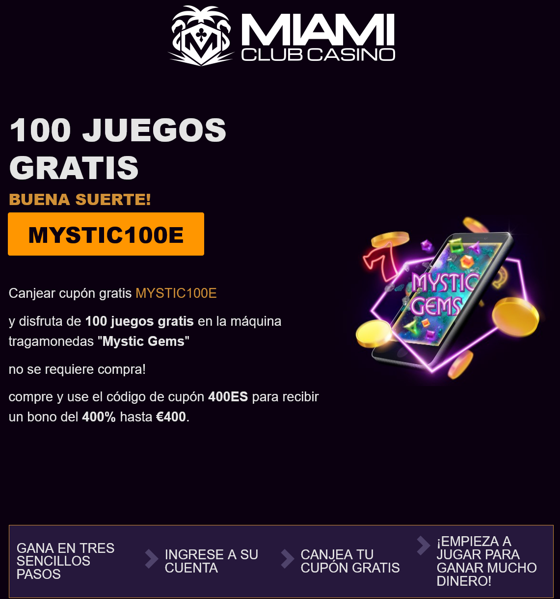 Miami Club 100
Free Spins Miami Club
100 Free Spins
