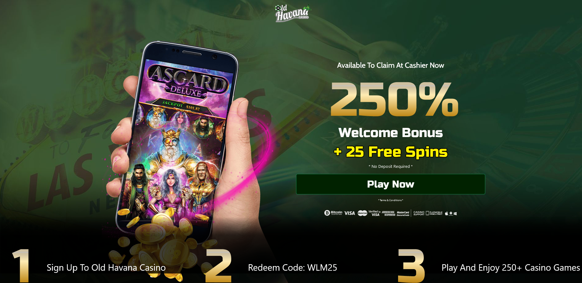 250%
                                  WELCOME BONUS + 25 FREE SPINS