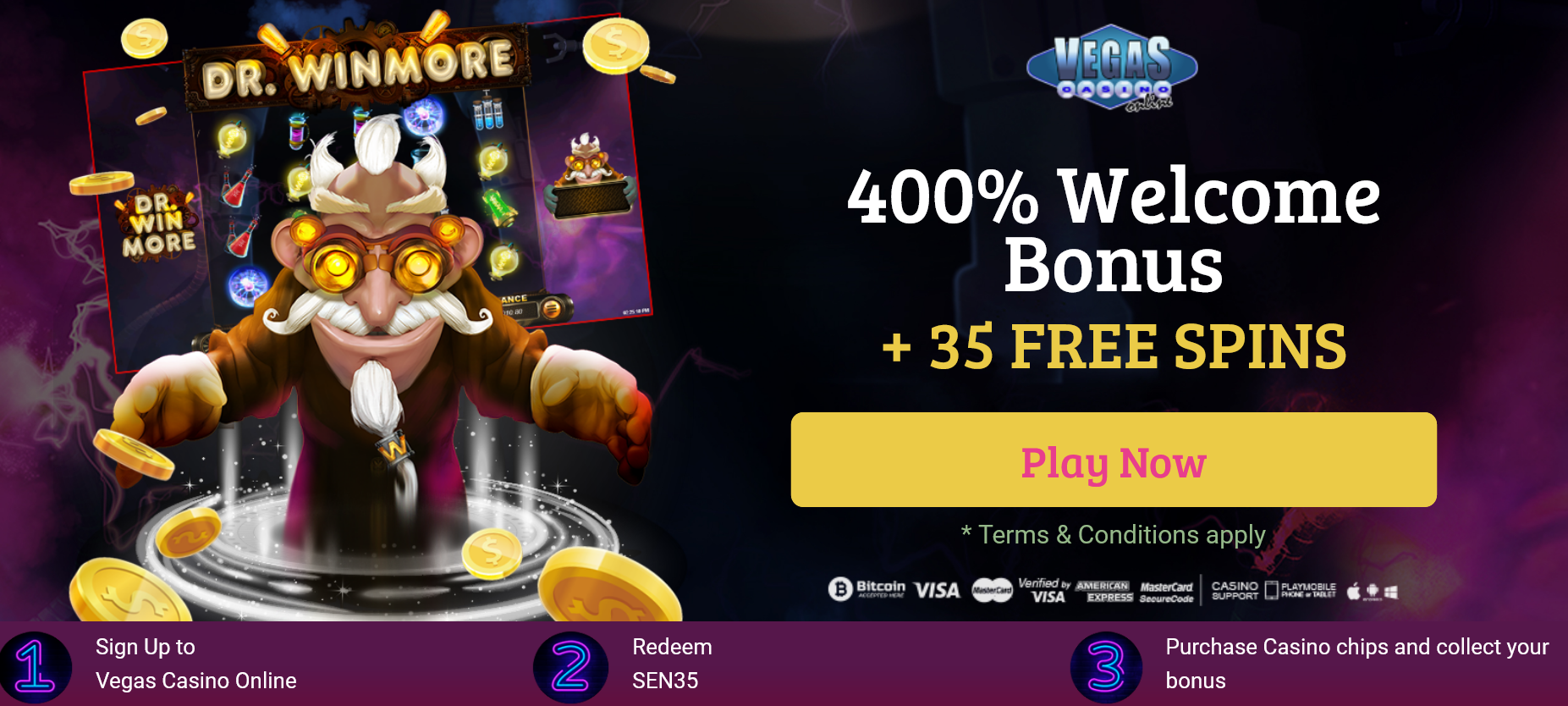 400%
                                        Welcome Bonus + 35 FREE SPINS